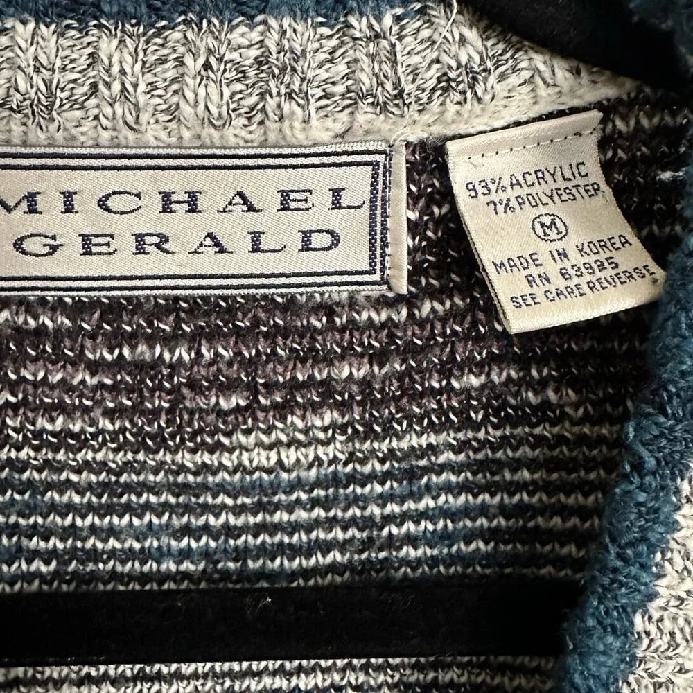 Vintage Michael Gerald V-Neck‎ Sweater - 90s Aztec Fair Isle Pattern - Medium